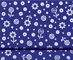 White flowers on blue background